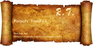 Resch Teofil névjegykártya